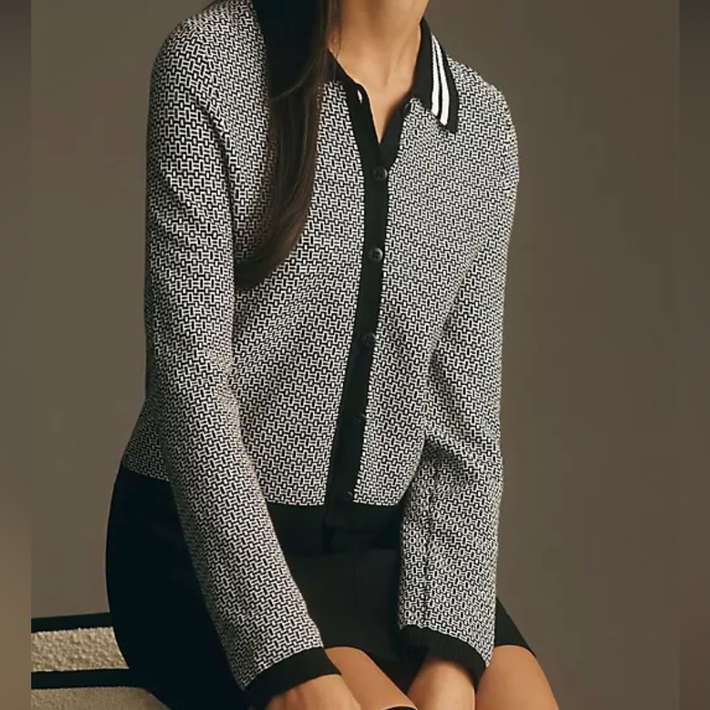 *MAEVE ANTHROPOLOGIE* PLUNGING POLO CARDIGAN* SZ MEDIUM*